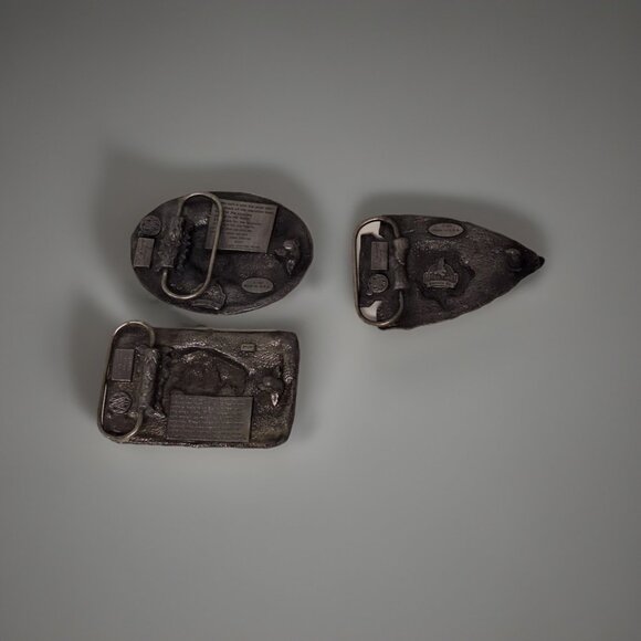 Lot of 3, Vtg Sisiyou Pewter Belt Buckles 2-1988 & 1984, Retro Western Cowboy - Picture 3 of 6